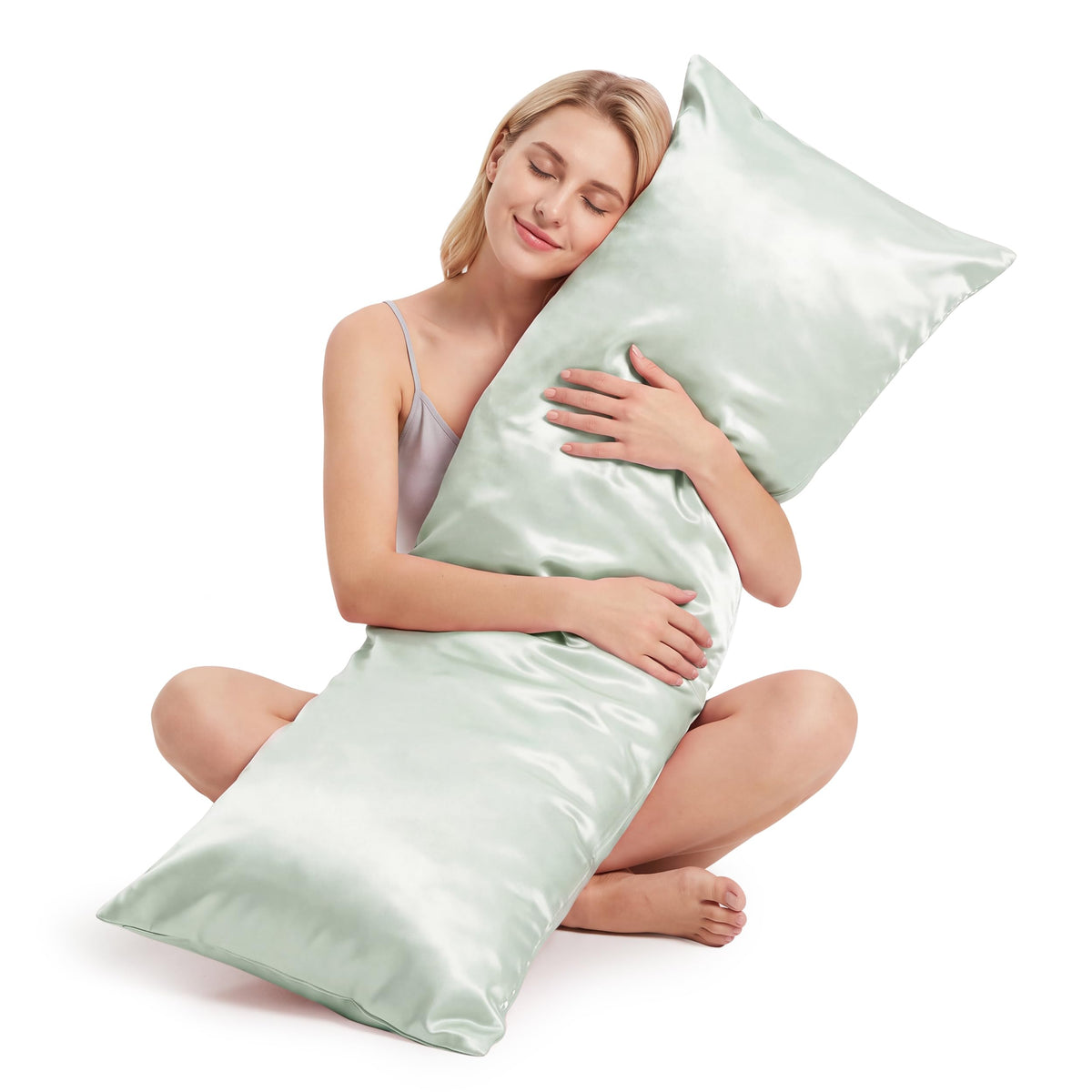 Satin Pillowcases 2 Pack, Standard Size 20"X 26", Champagne White