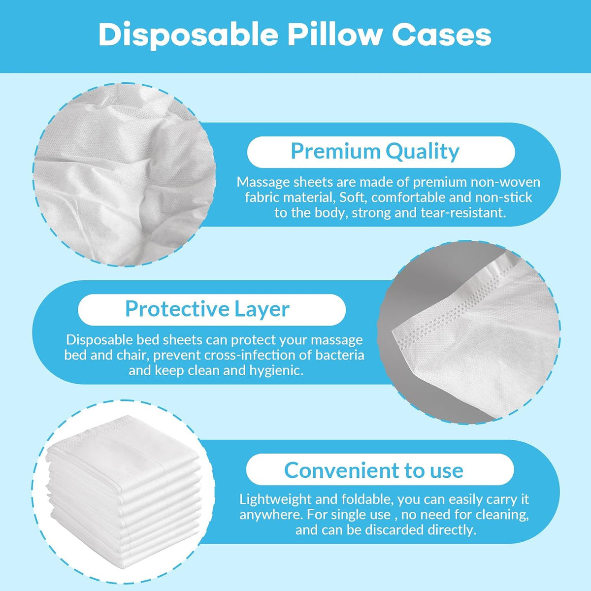 Disposable Pillowcases, 100pcs Disposable Pillow Case Covers, Soft Non-Woven Fabric Disposable Pillow Cases for Medical, Hospital, Hotels, SPA Tattoo Lash Pillow Covers, 21 in x 30 in