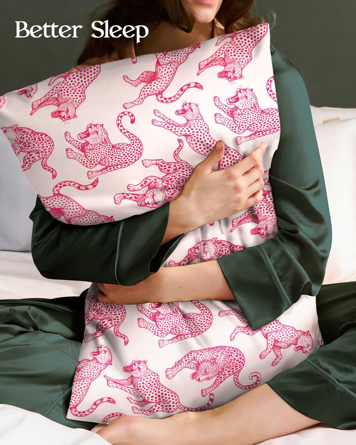 Miss Adola Silk Pillowcases, 2 Pack, Standard Size, Pk Leopard