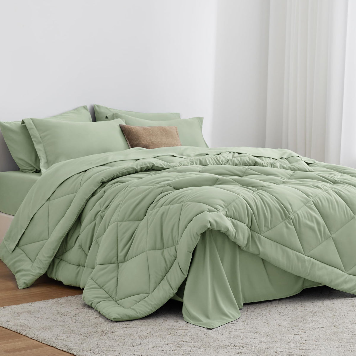 Love's cabin Full Comforter Set Black, 7 Pieces Full Bed in a Bag, All Season Bedding Sets with 1 Comforter, 1 Flat Sheet, 1 Fitted Sheet, 2 Pillowcase and 2 Pillow Sham