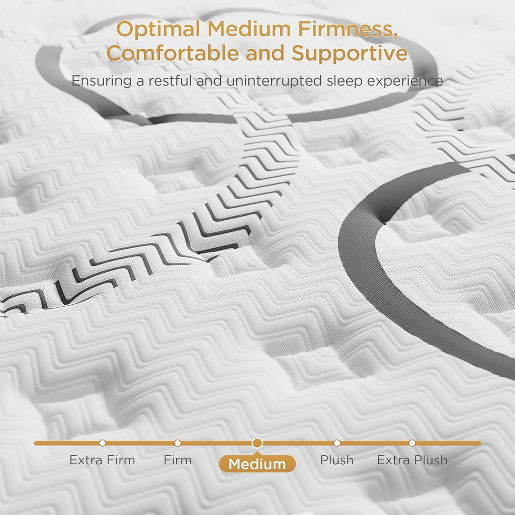 PUBPLON Queen Mattress 14 Inch Hybrid Mattress Euro Top Medium Firm for Back & Lumbar Support [New Version], 365 Night Trial, Individual Pocket Spring for Motion Isolation & Pressure Relief
