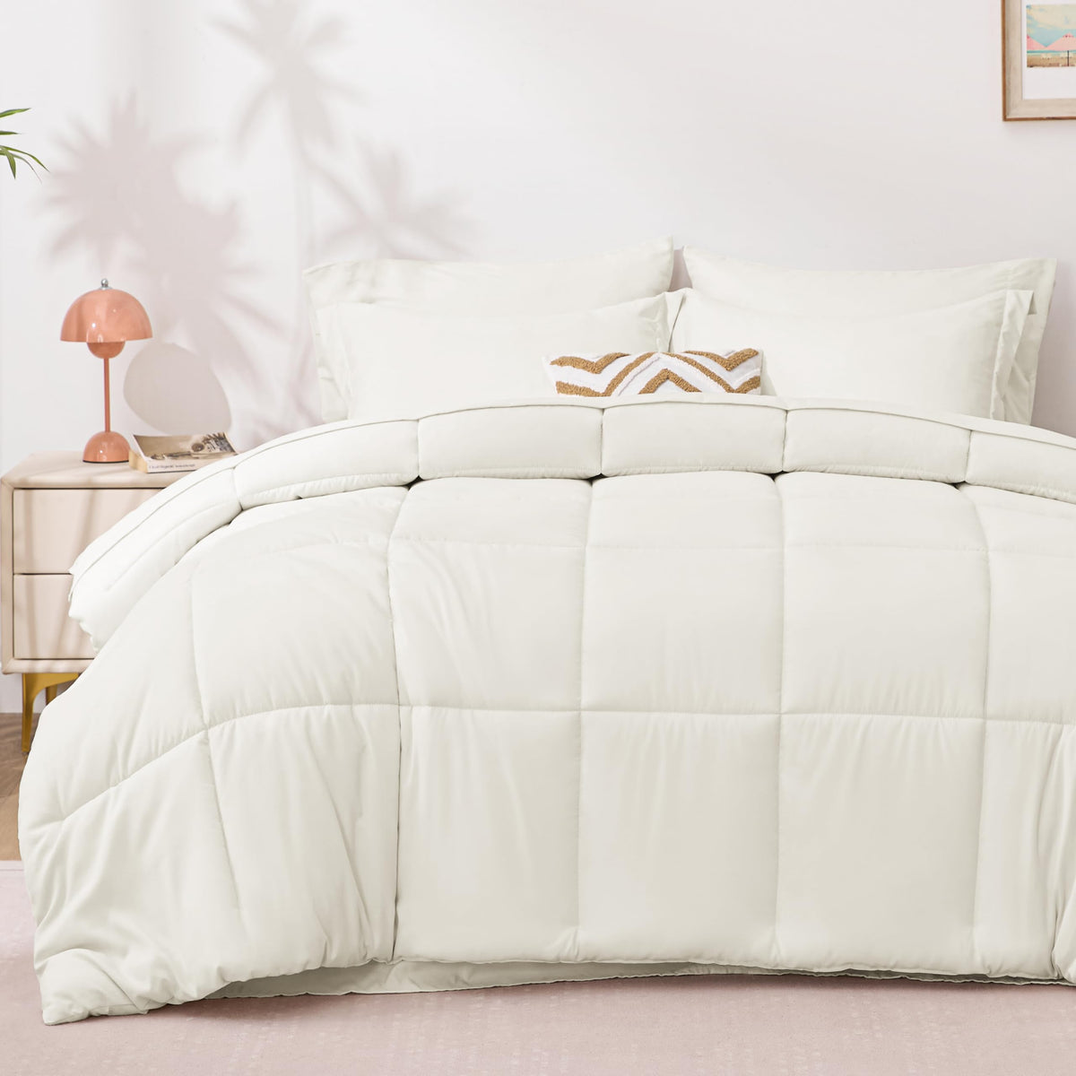 Love's cabin Full Comforter Set Black, 7 Pieces Full Bed in a Bag, All Season Bedding Sets with 1 Comforter, 1 Flat Sheet, 1 Fitted Sheet, 2 Pillowcase and 2 Pillow Sham