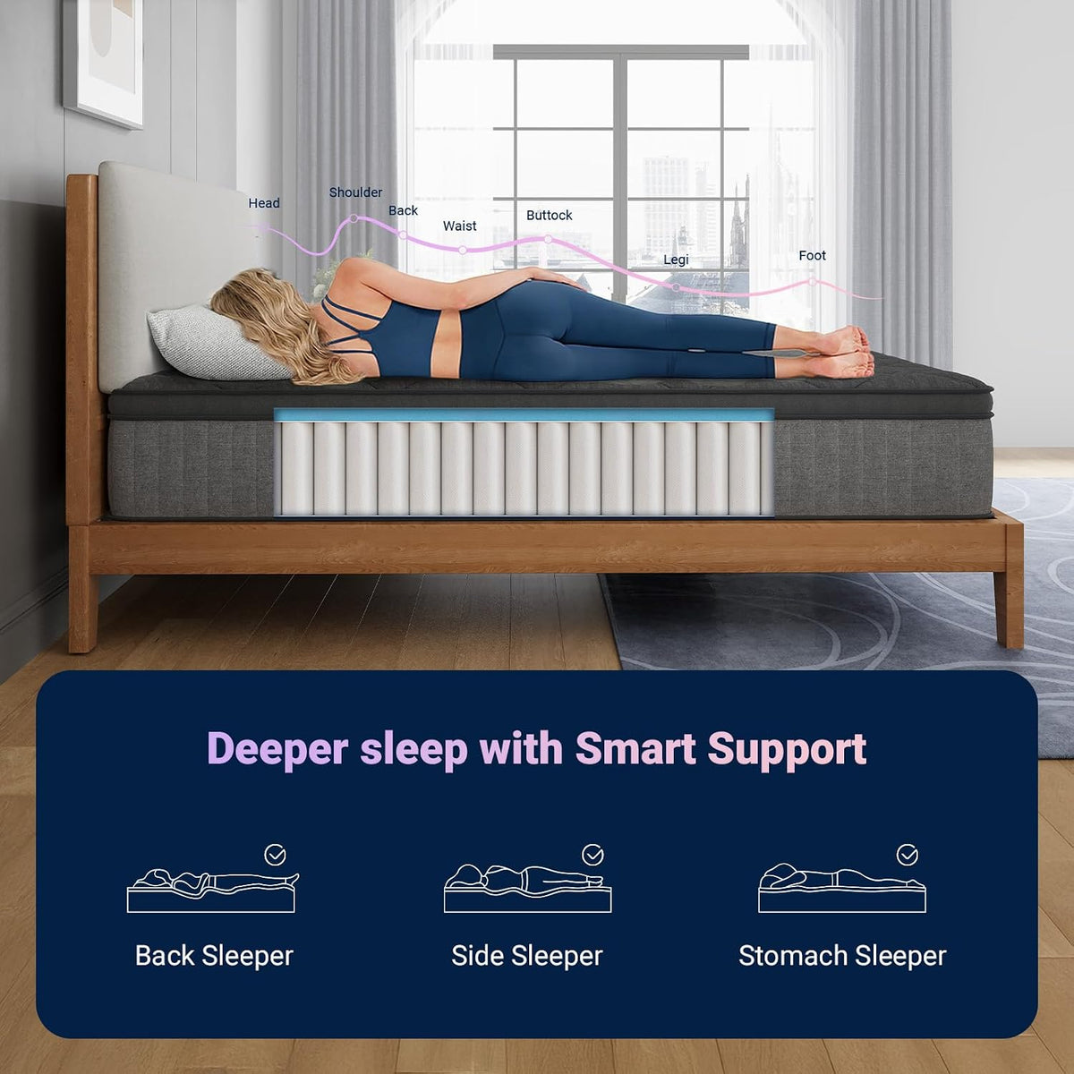 Avenco 10 Inch Queen Mattress, Medium Firm Hybrid Mattress in a Box