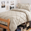 CozyLux Queen Comforter Set Black, 7 Pieces Pintuck Bed in a Bag