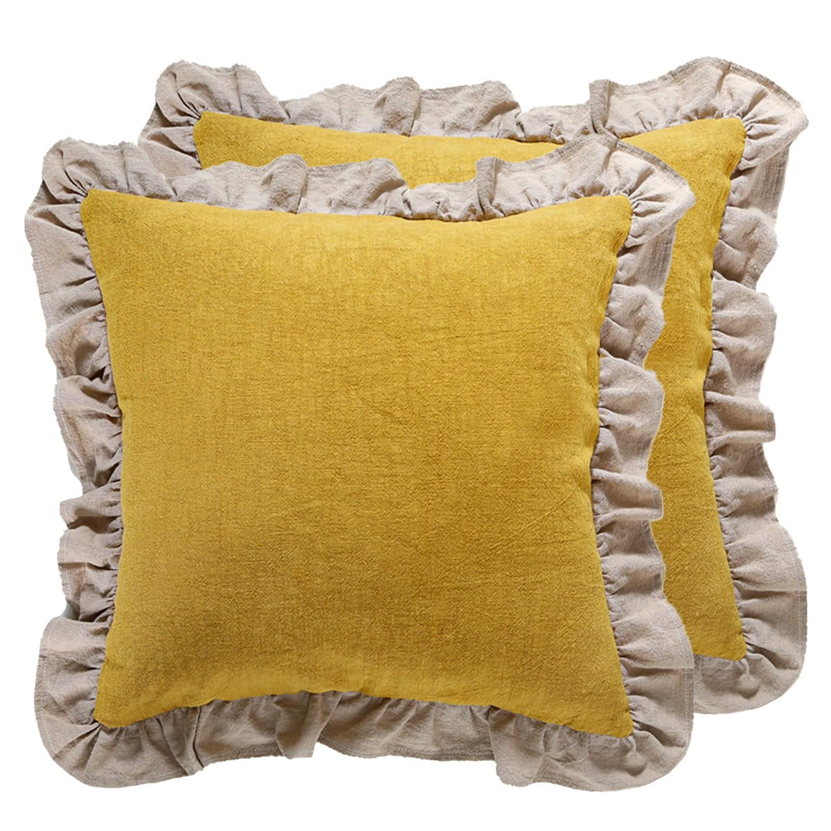 patdrea Vintage Green Linen Throw Pillow Covers,Set of 2,18"x18"-Kubum