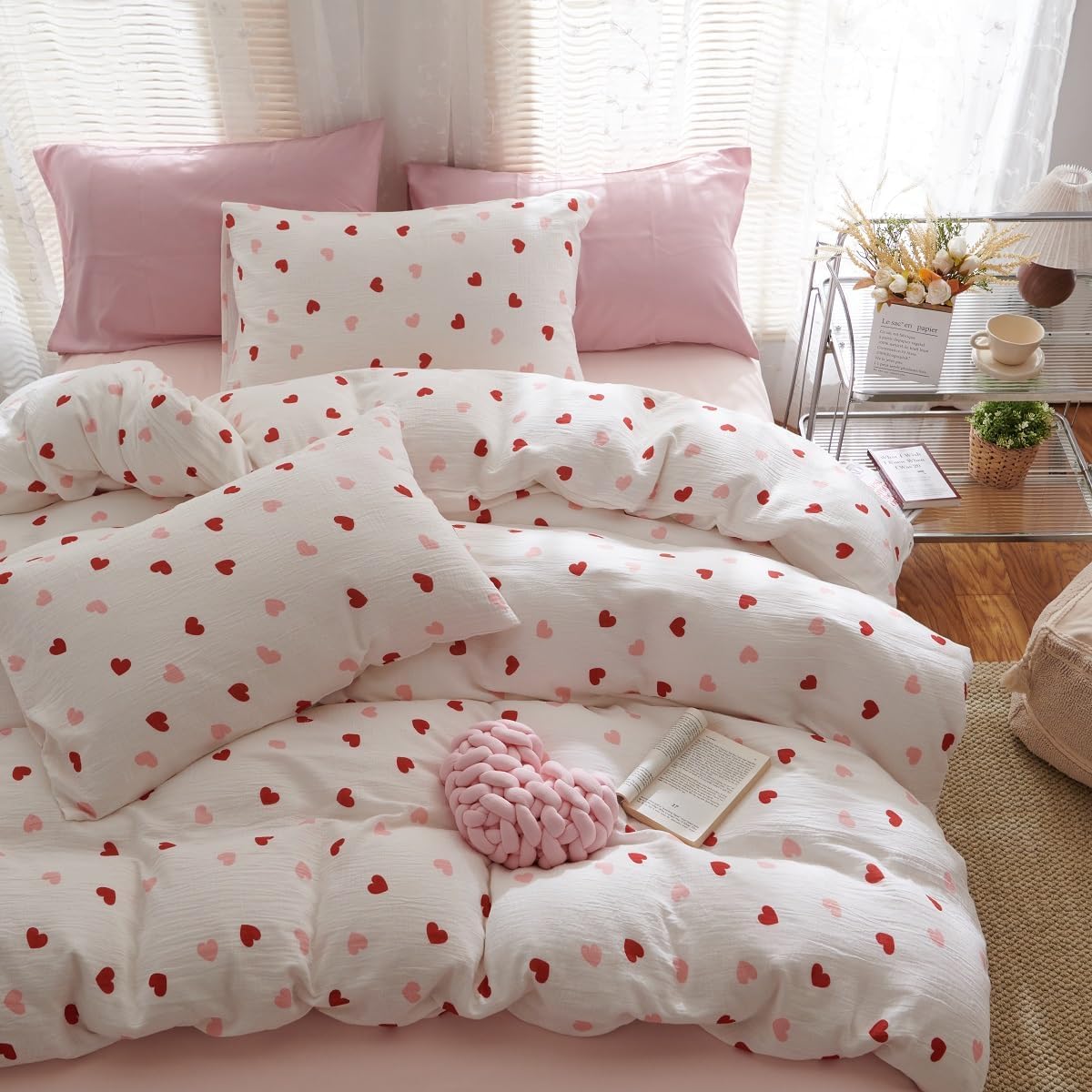 Plaid Comforter Set Full Blue Gingham Pink Bow Bedding Set