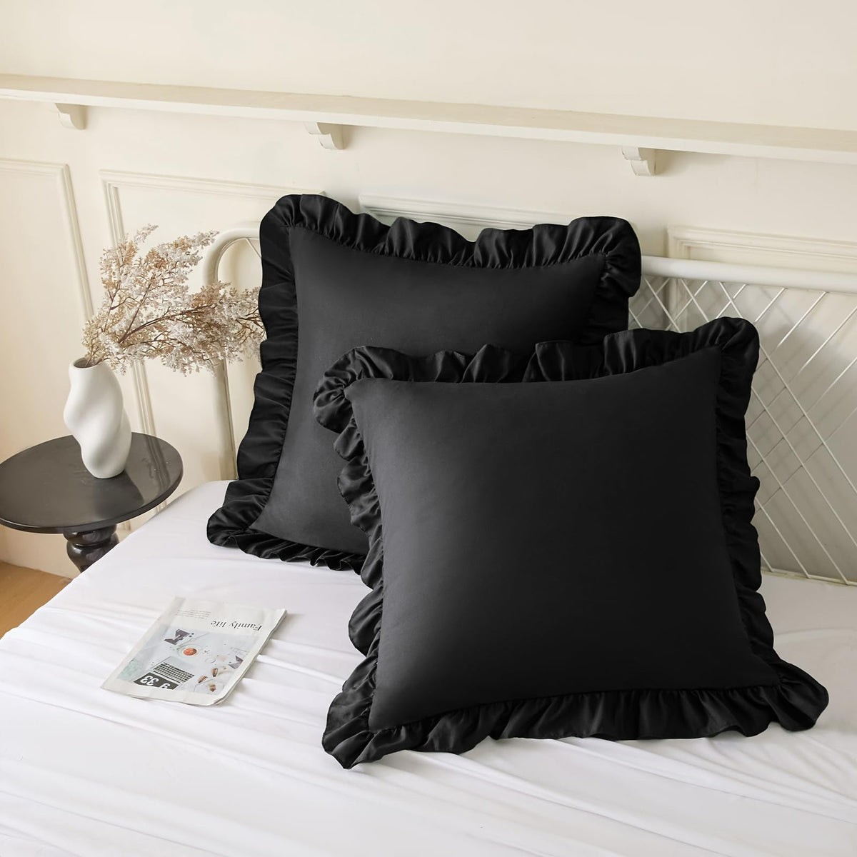 KKJIAF 2 Pack Ruffle Pillow Cases 26x26 Inches, Dusty Blue
