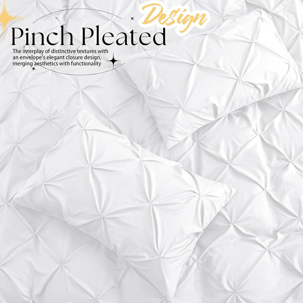 VACVELT 2pc White Pintuck Pillow Shams Standard, Envelope Closure