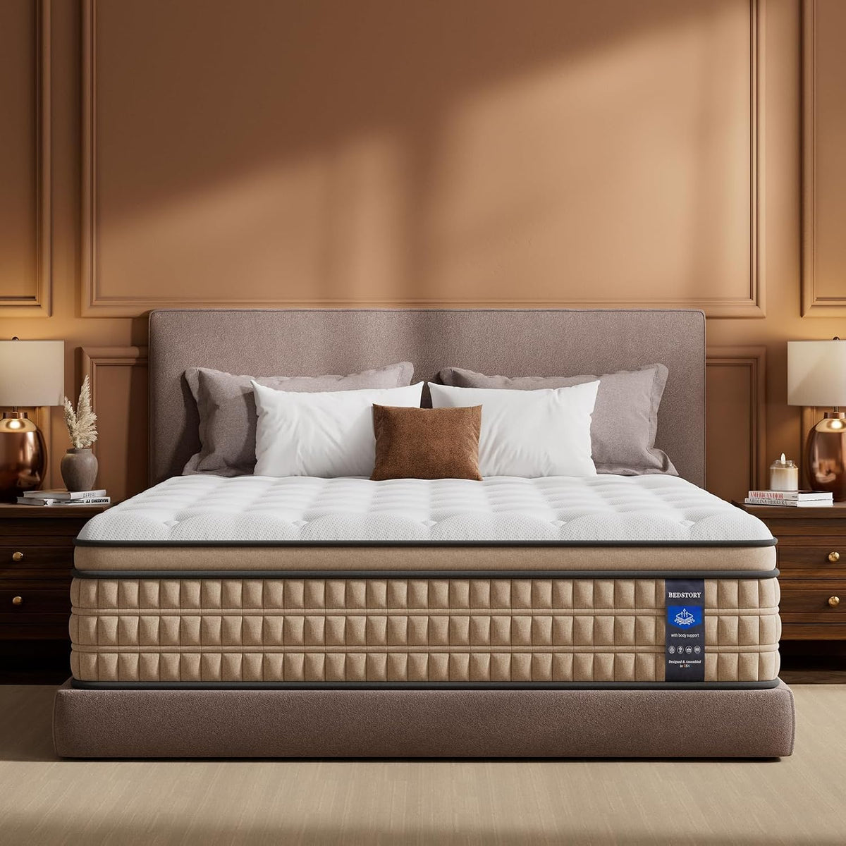 BedStory 14 inch Medium Firm Queen Mattress - Pain-Relieving Hybrid Mattress for Extra Lumbar & Hip Support - Queen Bed in a Box - 365-Night Trial - No Odor, Fiberglass-Free, CertiPUR-US Certified