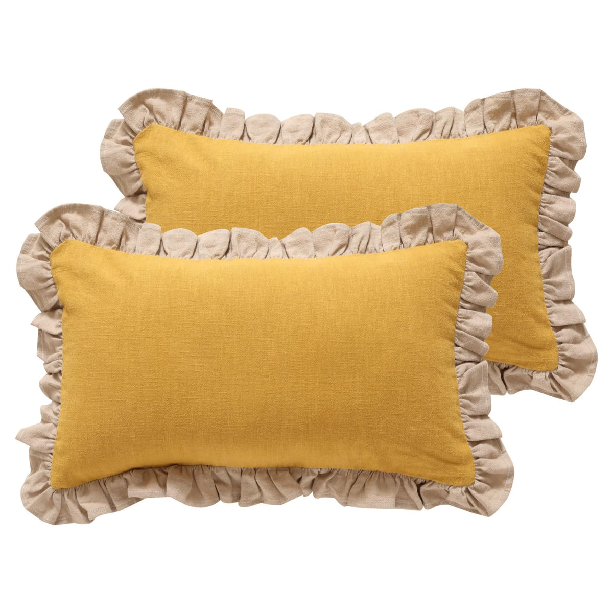 patdrea Vintage Green Linen Throw Pillow Covers,Set of 2,18"x18"-Kubum