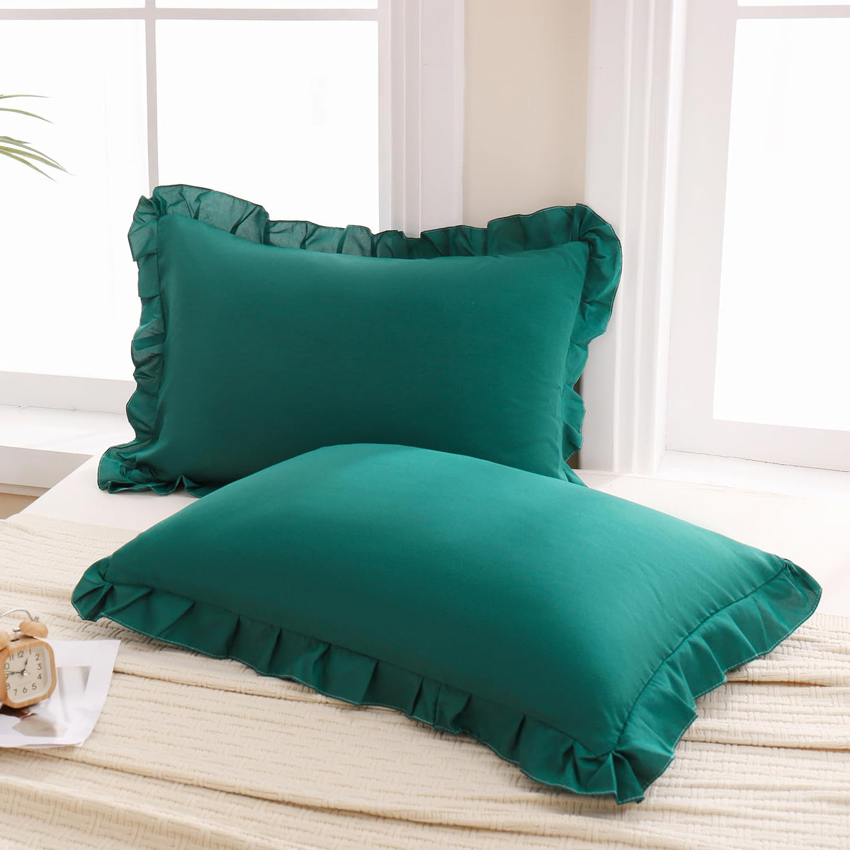 Boho White Body Pillowcase 20x54in - Ruffled Fringe Decor Sham