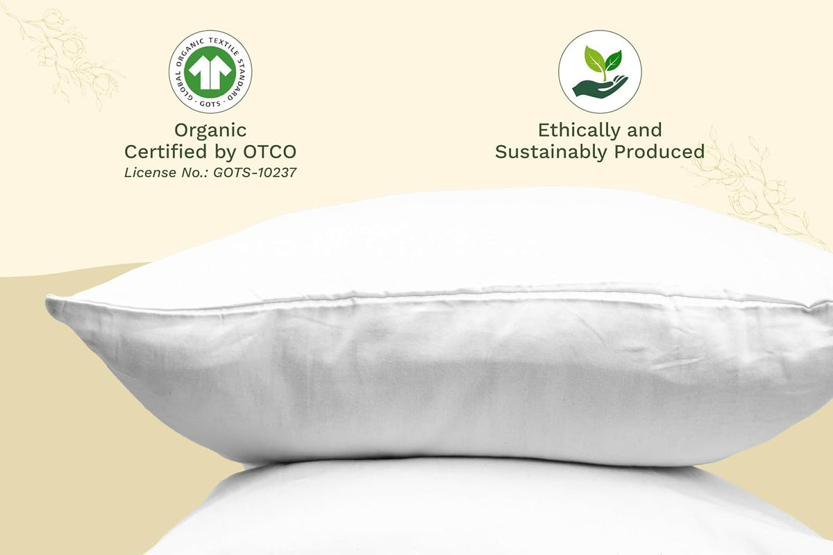 Organic Cotton White King Pillowcases - 2 Pack, 100% GOTS Certified Organic Cotton, Cooling, Soft, Hypoallergenic, Luxurious, and All-Natural Crisp Pillowcases (White, King Size - Set of 2)
