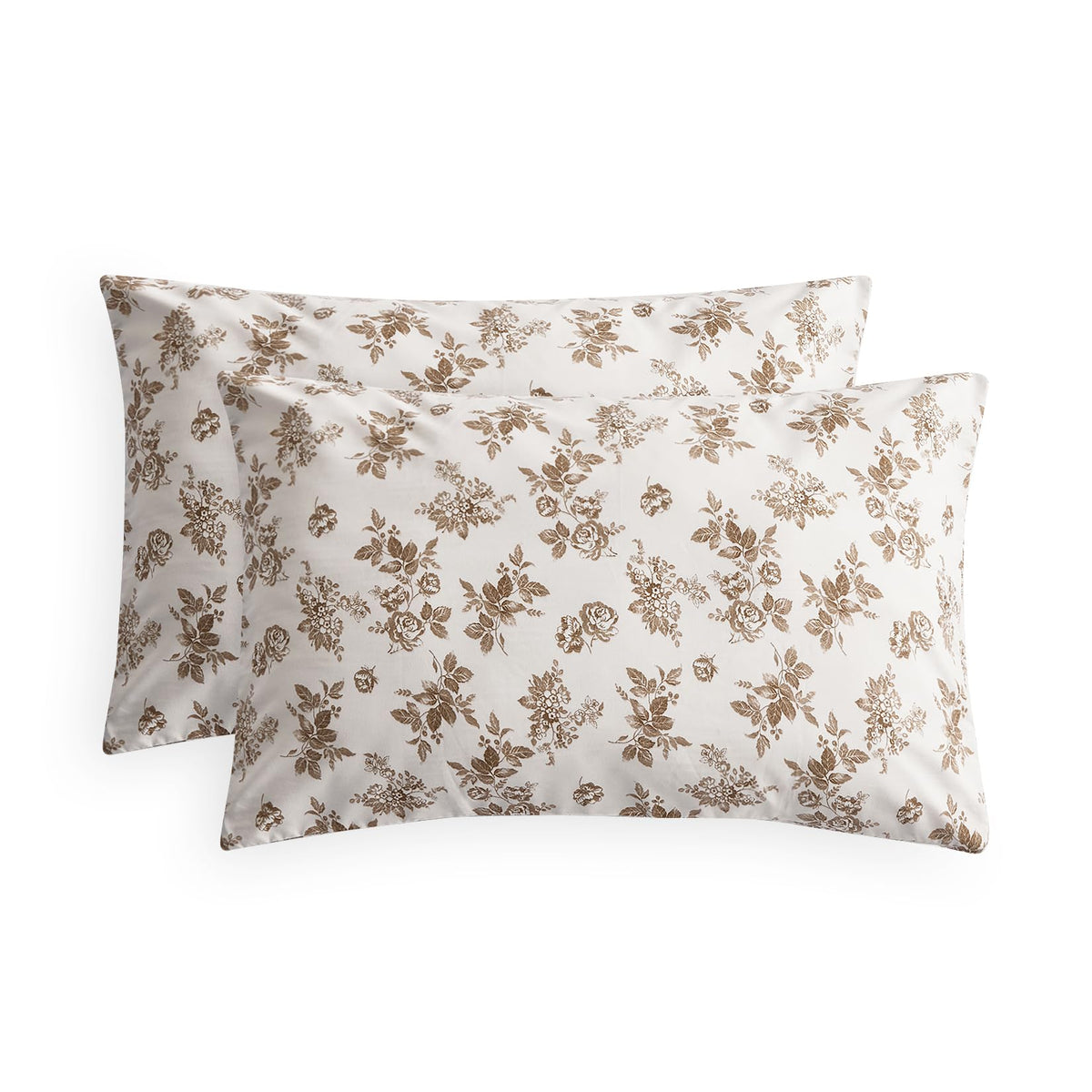 Wake In Cloud - Cottagecore Pillow Cases, Floral Shabby Chic Vintage Flower Shabby Chic Coquette Aesthetic, Set of 2 Soft Pillowcases Pillow Shams Covers, Light Blue, Standard Size 20x26 Inches