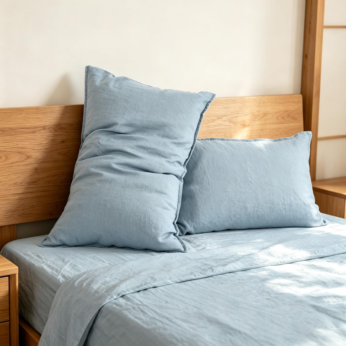 Simple&Opulence 100% French Linen Pillowcase Queen Size-Set of 2- Washed Solid Color Pillow Cases Embroidered -Soft and Durable (Linen, 20''x30'')
