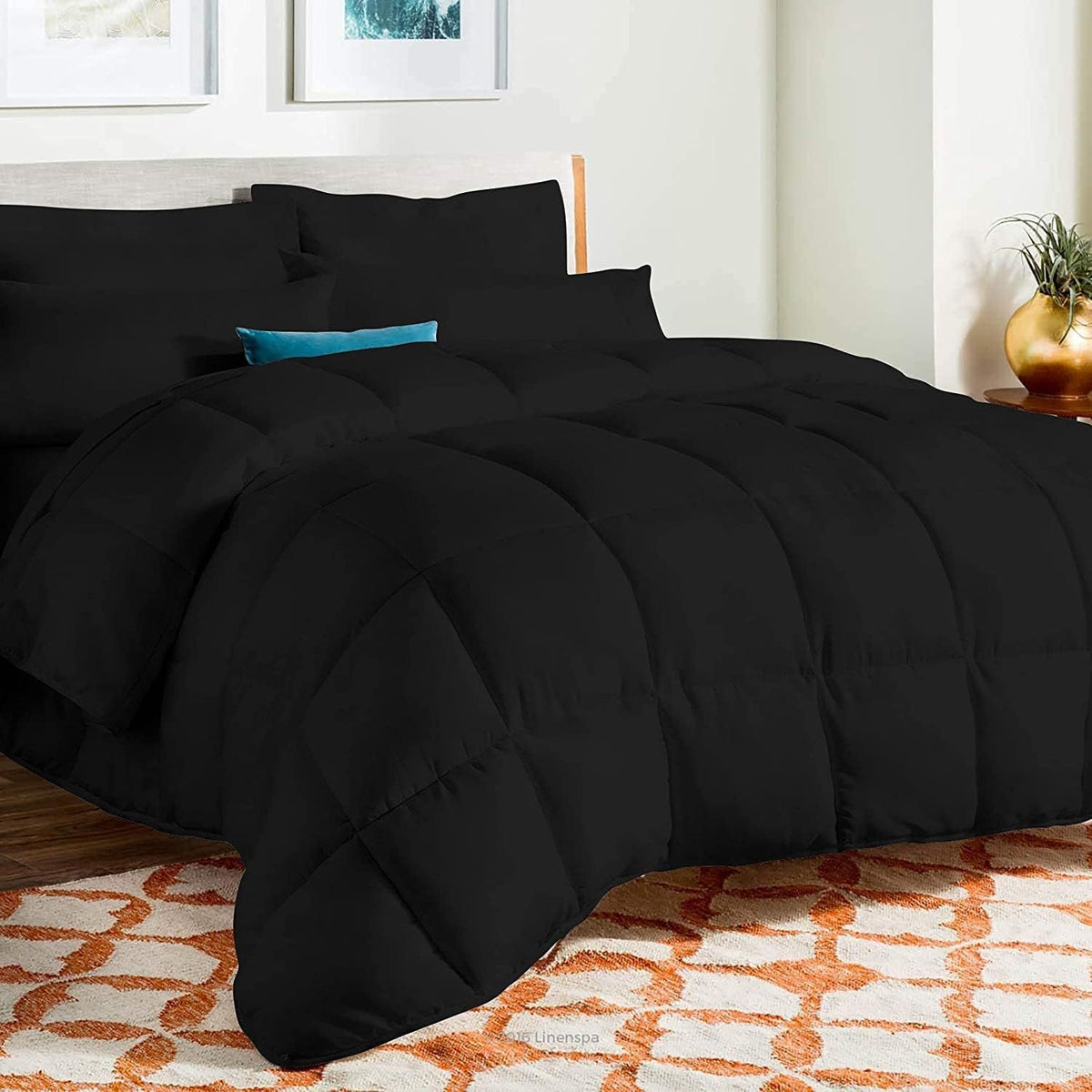 King Size 8 Piece Bed in a Bag - 500GSM Comforter Set with 18 inch Deep Fitted, Flat, Bed Skirt, Pillowcases & Shams, 600 Thread Count, Egyptian Cotton, Beige