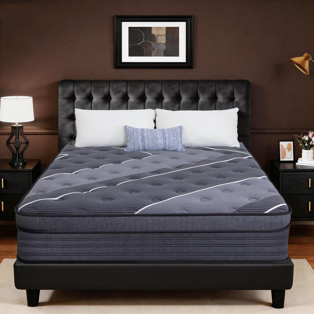 Queen Size Mattress 12 Inch, Hotel-Level Luxury Hybrid Queen Mattress in a Box, Cooling Gel Memory Foam & Upgraded Pocket Springs, Relieve Back & Waist Pain, Zoned Support, Medium Firm,365-Night Trial