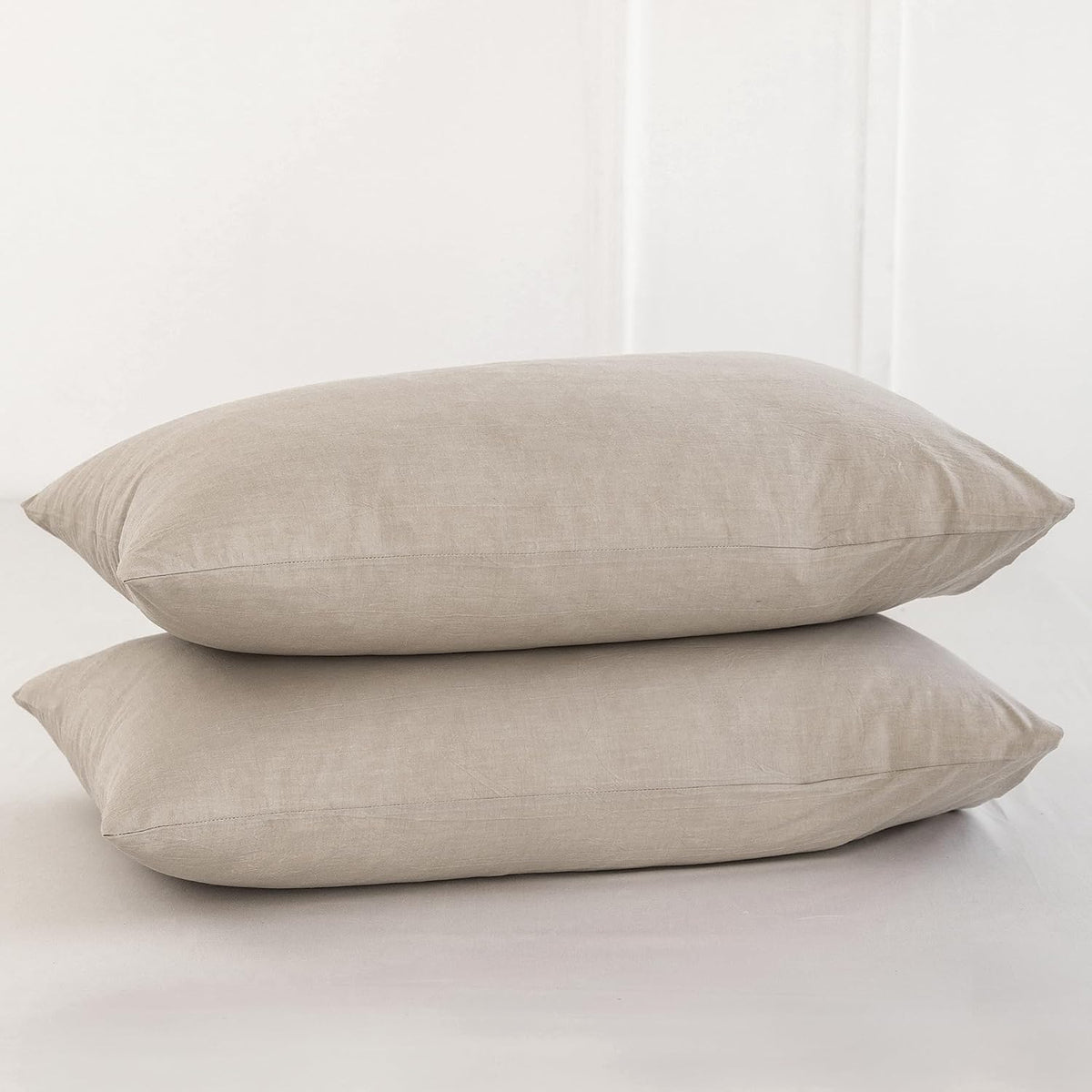 MOOMEE Pillowcase Set of 2 100% Washed Cotton Linen-Like King