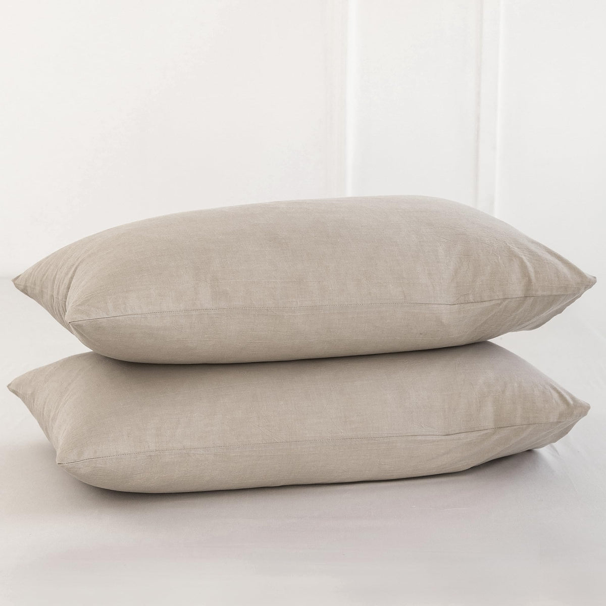 MOOMEE Pillowcase Set of 2 100% Washed Cotton Linen-Like King