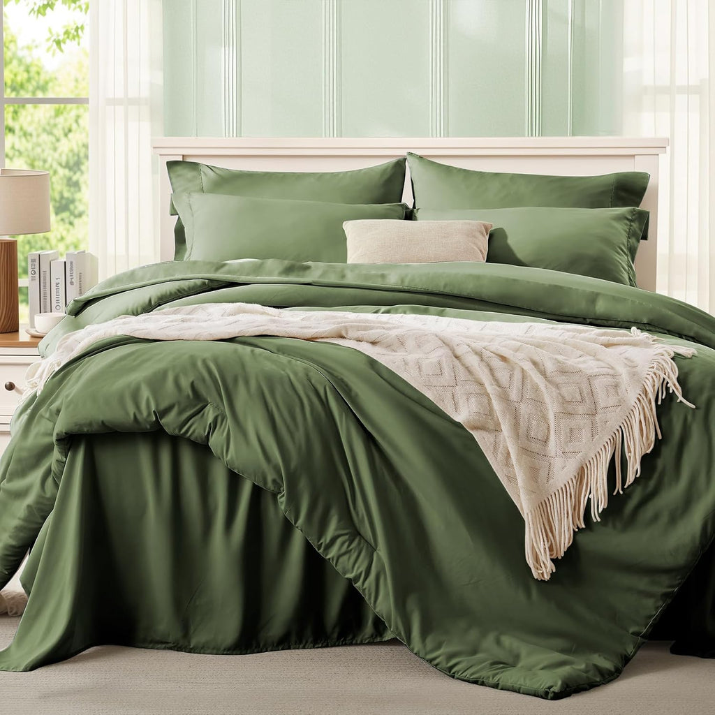 Anluoer Full Size Comforter Sets, 7 Piece Bed in a Bag Full Bedding Sets
