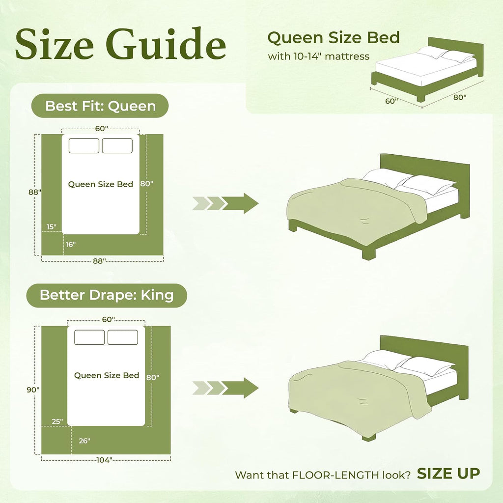 BDEUS 7 Pieces Comforter Set King Size, Reversible Oatmeal & Sage Green Bedding Set, Soft Brushed Microfiber Comforter with Flat Sheet, Fitted Sheet, Pillowcases & Shams, 104"X90"