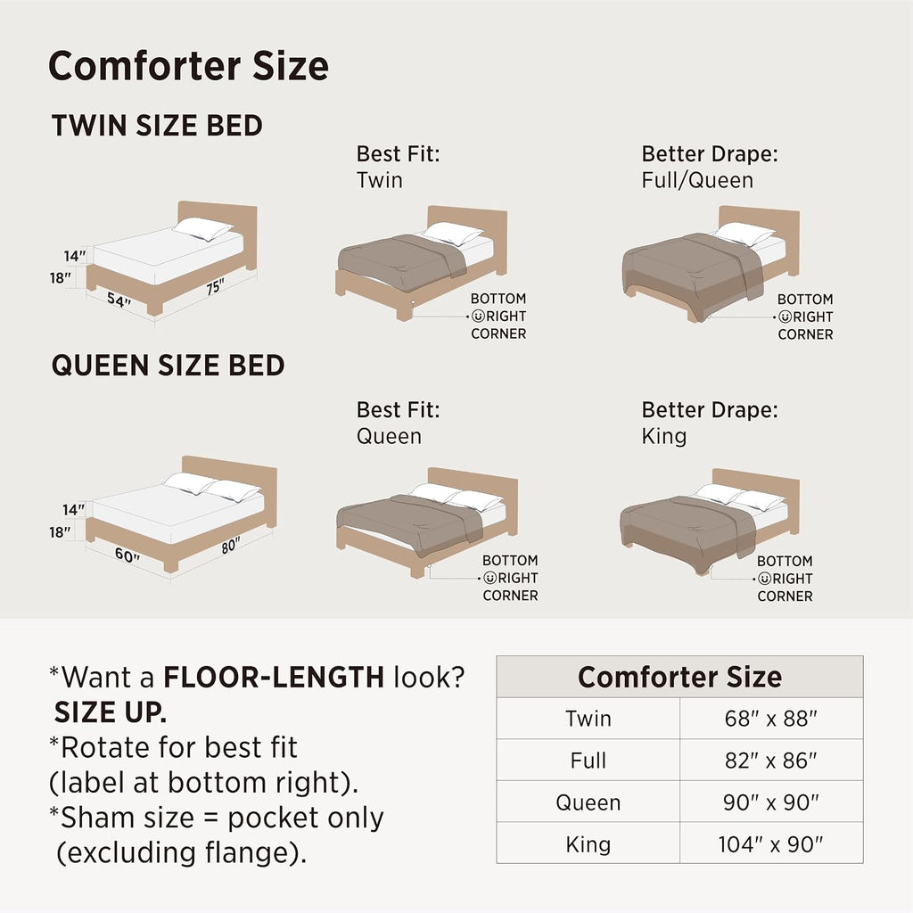 Bedsure Full Comforter Set Brown Gingham, Soft Fall Bed 3 pcs 82"x86"