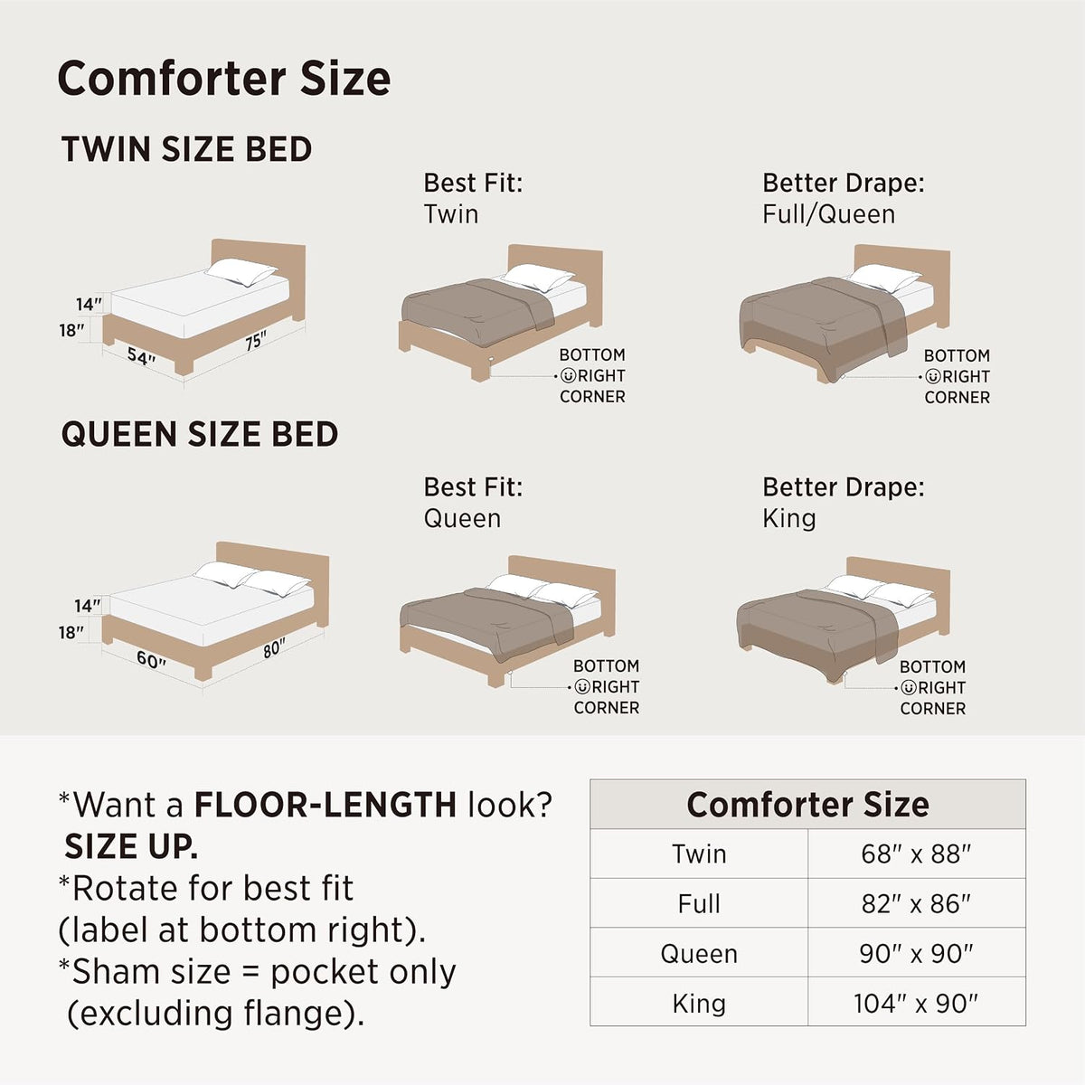Bedsure Full Comforter Set Brown Gingham, Soft Fall Bed 3 pcs 82"x86"