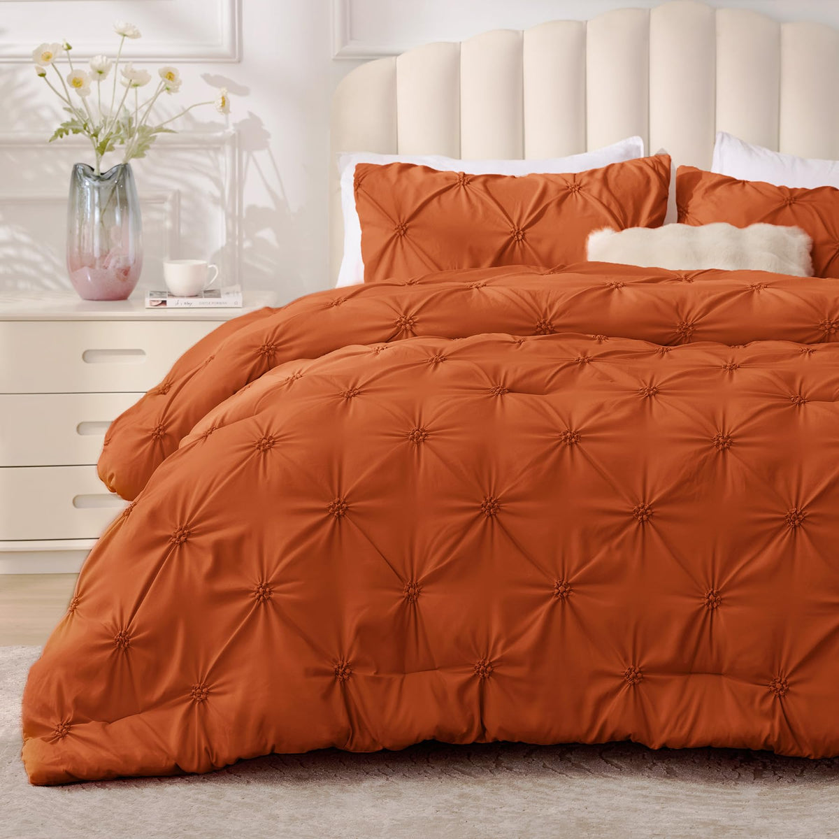 BEDELITE King Comforter Set Striped-Blush Pink,Fluffy & Soft Comforter