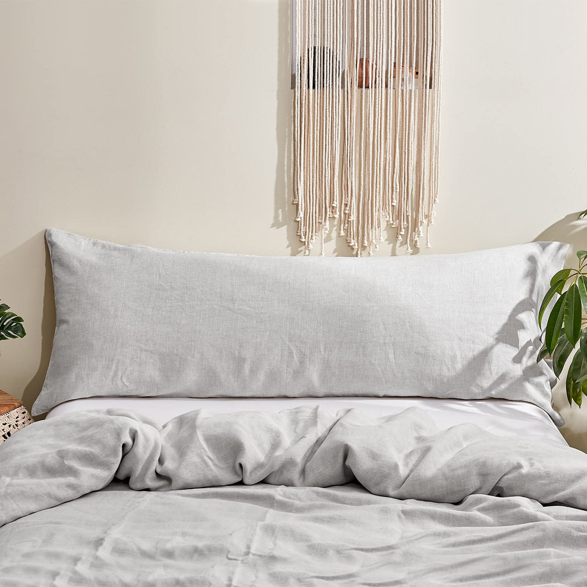 Simple&Opulence Body Pillow Cover 20" x 54",100% Pure Linen, Ultra Soft and Breathable, Body Pillowcase with Envelope Closure for Adults(Linen)