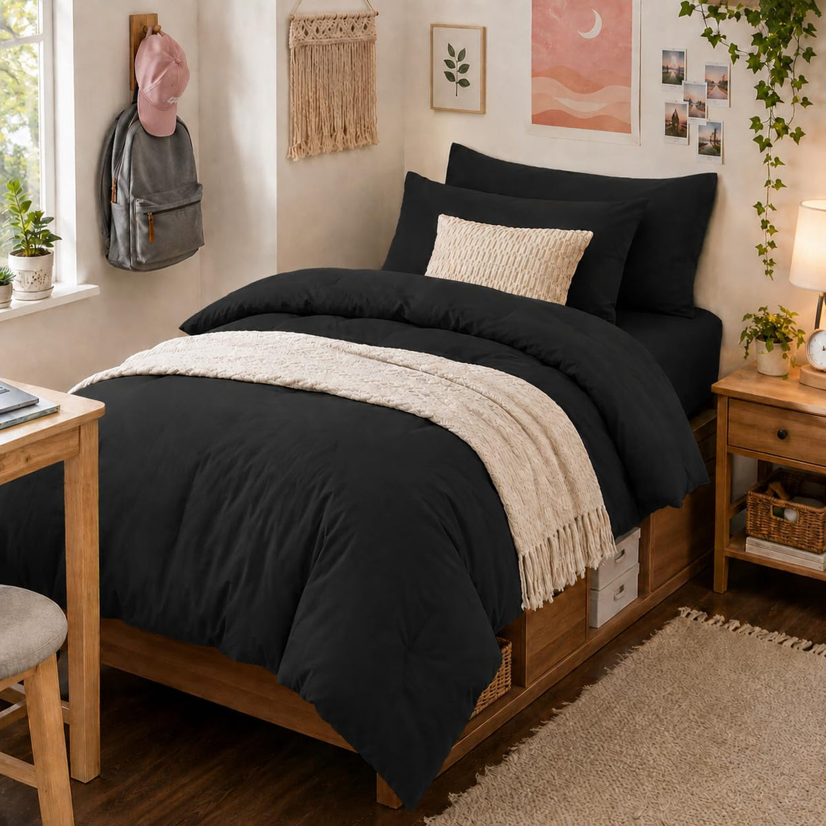 Anluoer Full Size Comforter Sets, 7 Piece Bed in a Bag Full Bedding Sets
