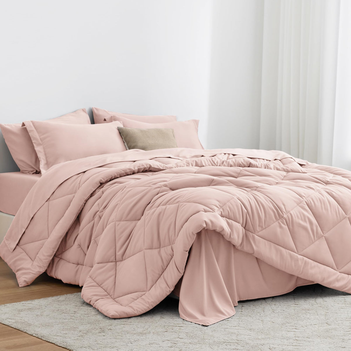 Love's cabin Full Comforter Set Black, 7 Pieces Full Bed in a Bag, All Season Bedding Sets with 1 Comforter, 1 Flat Sheet, 1 Fitted Sheet, 2 Pillowcase and 2 Pillow Sham