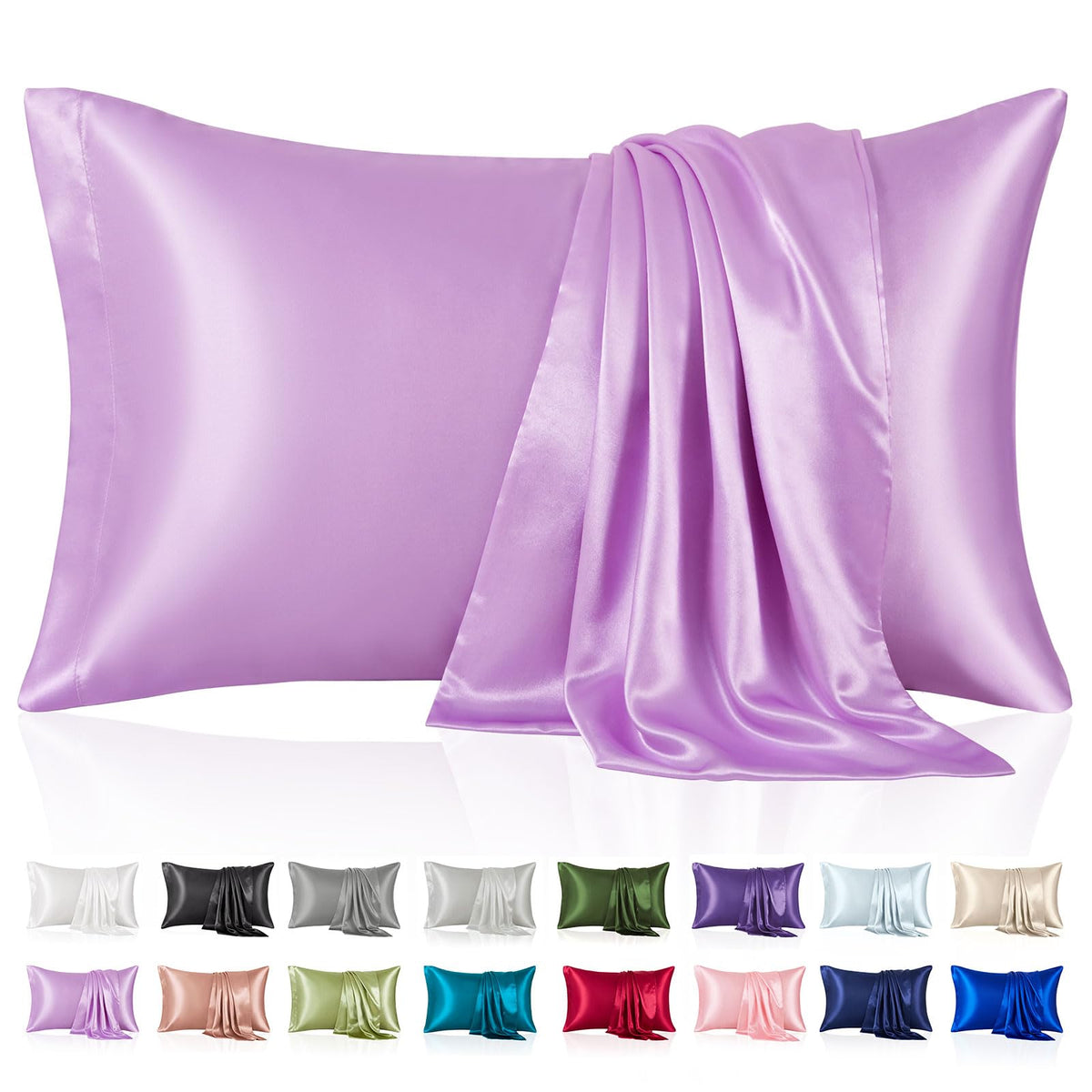 Silk Like Satin Pillowcase Standard Size, Royal Blue, 2 Pack, 20x26 Inches