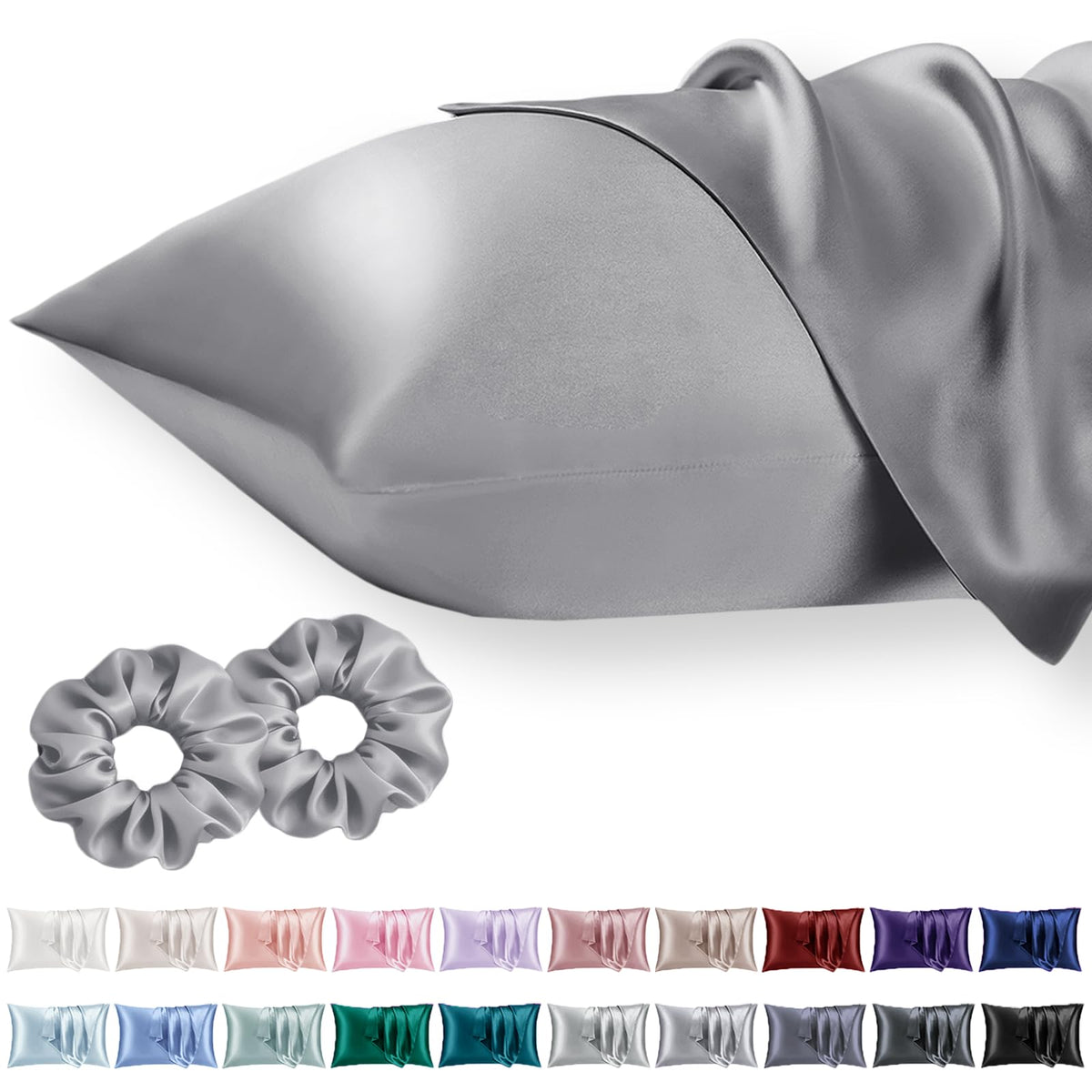 Vielit Queen Satin Pillowcase for Hair 2pc,Similar to Silk Pillow Cases,Easier Care Than Silk Pillowcase,Gifts for Women Men,Beige,20x30 & Envelope Closure and 2 Satin Scrunchies