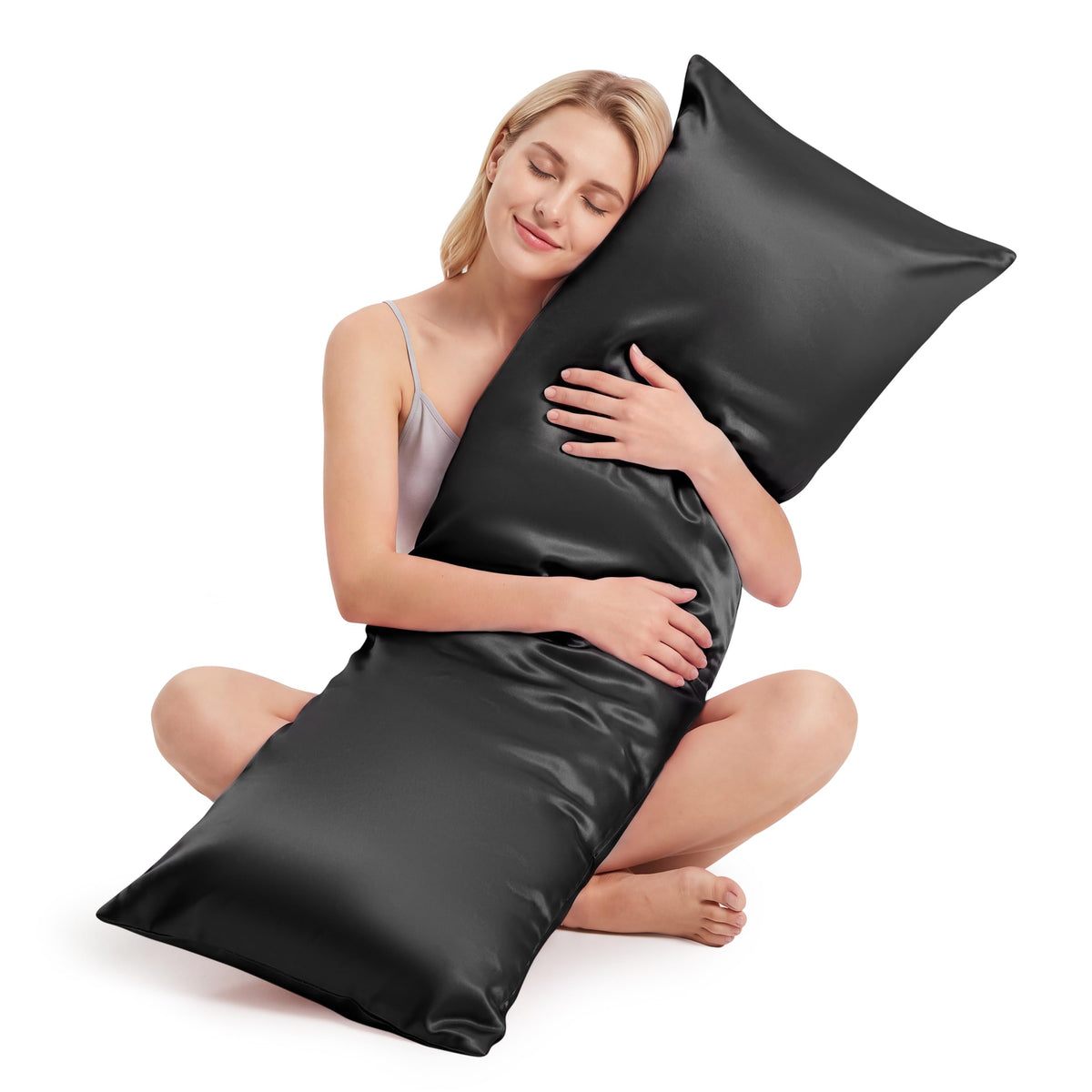 Satin Pillowcases 2 Pack, Standard Size 20"X 26", Champagne White