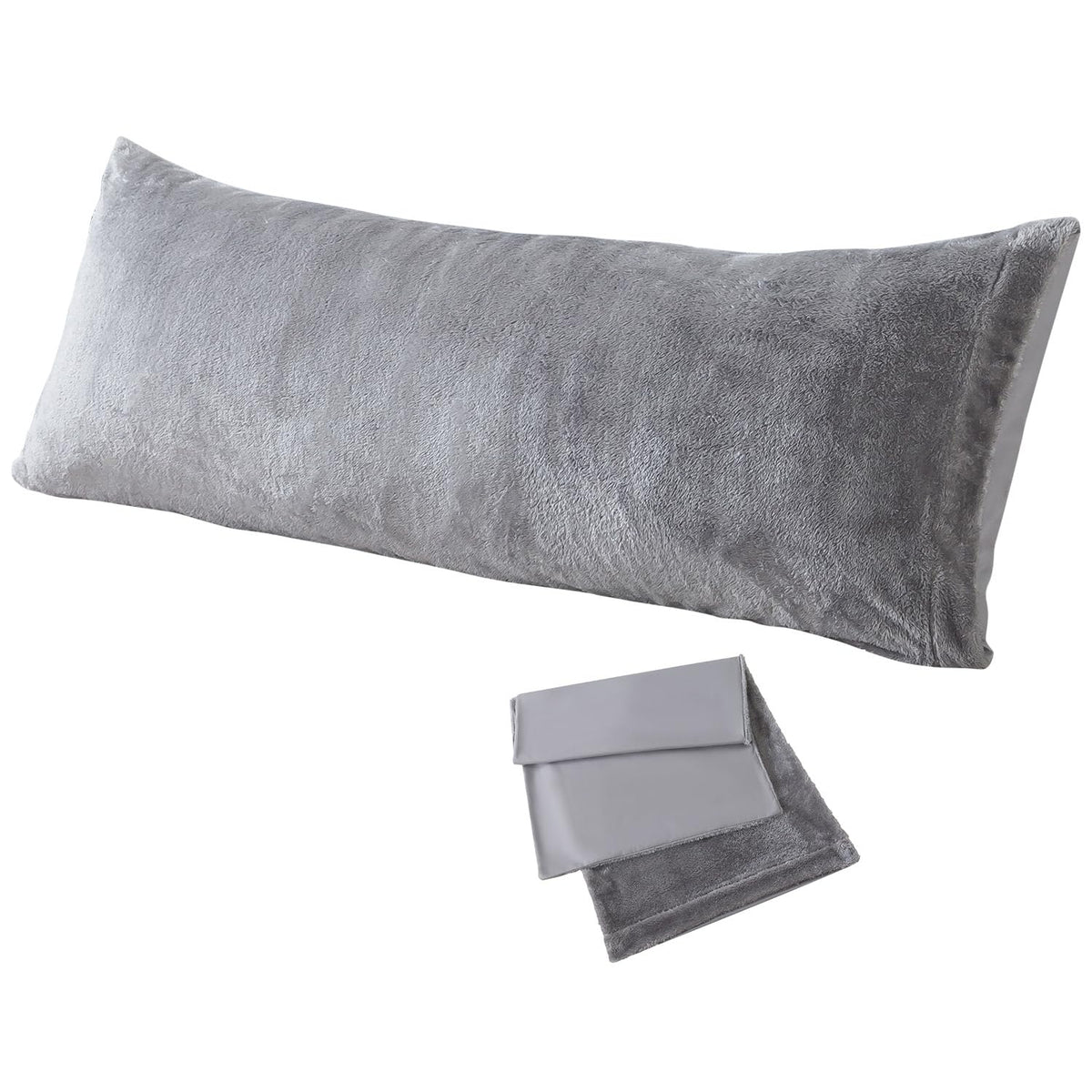 WhatsBedding Body Pillow Cover Cotton, Envelope Closure, Grey, 20x54