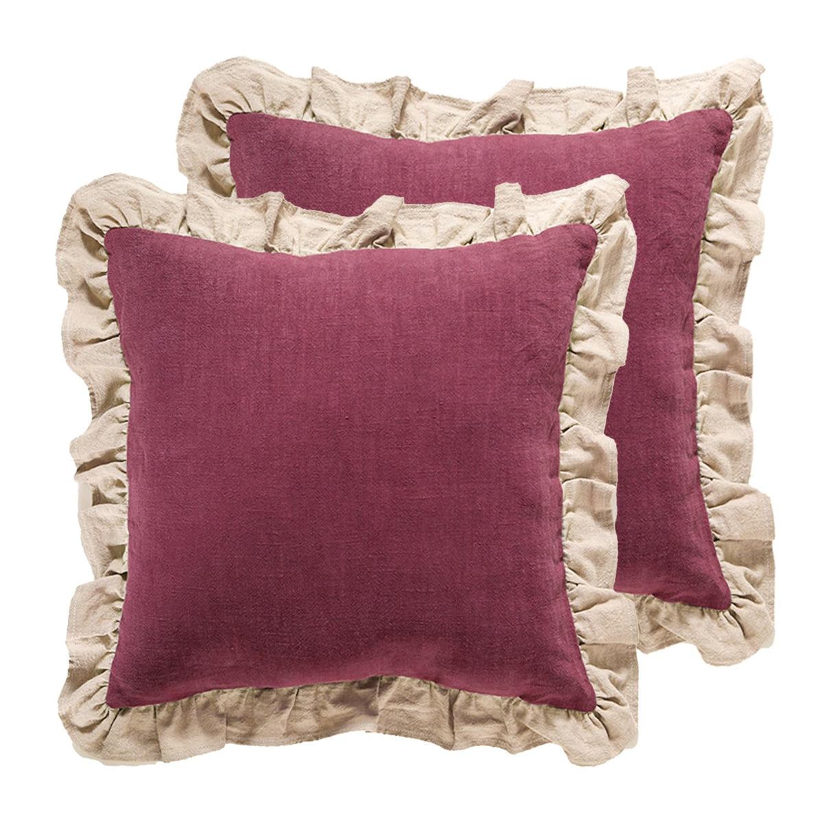 patdrea Vintage Green Linen Throw Pillow Covers,Set of 2,18"x18"-Kubum