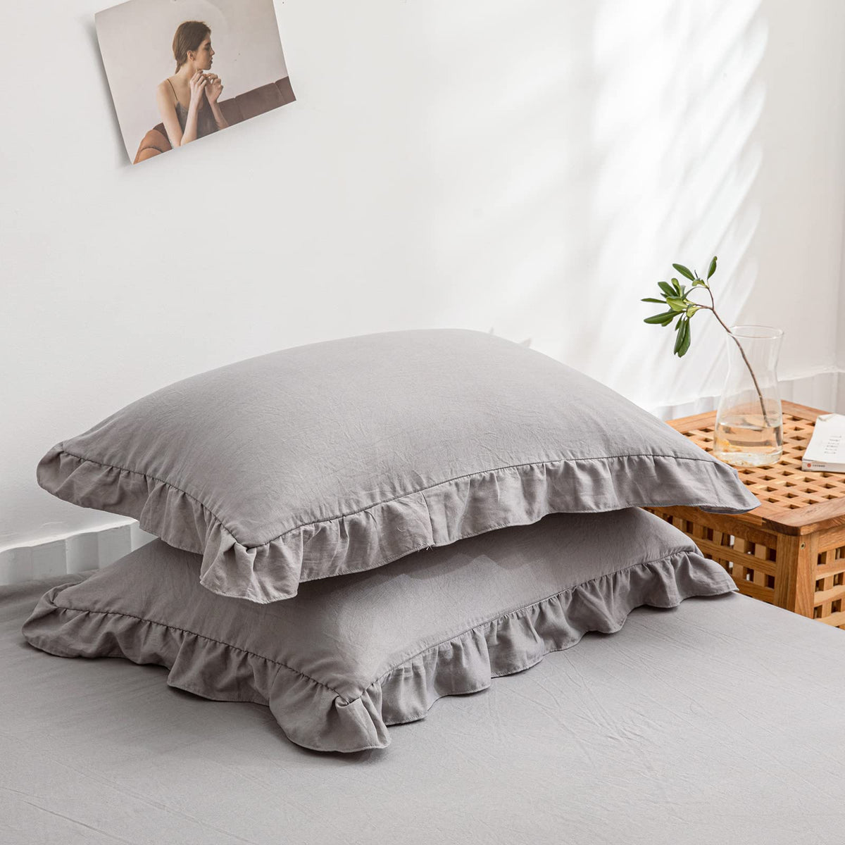 Boho White Body Pillowcase 20x54in - Ruffled Fringe Decor Sham