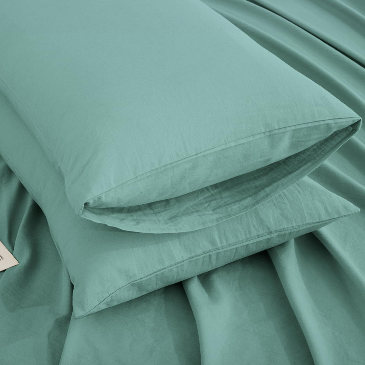 TUMEI 100% Linen King Pillow Cases Set of 2 (20"x36"), White Natural Linen