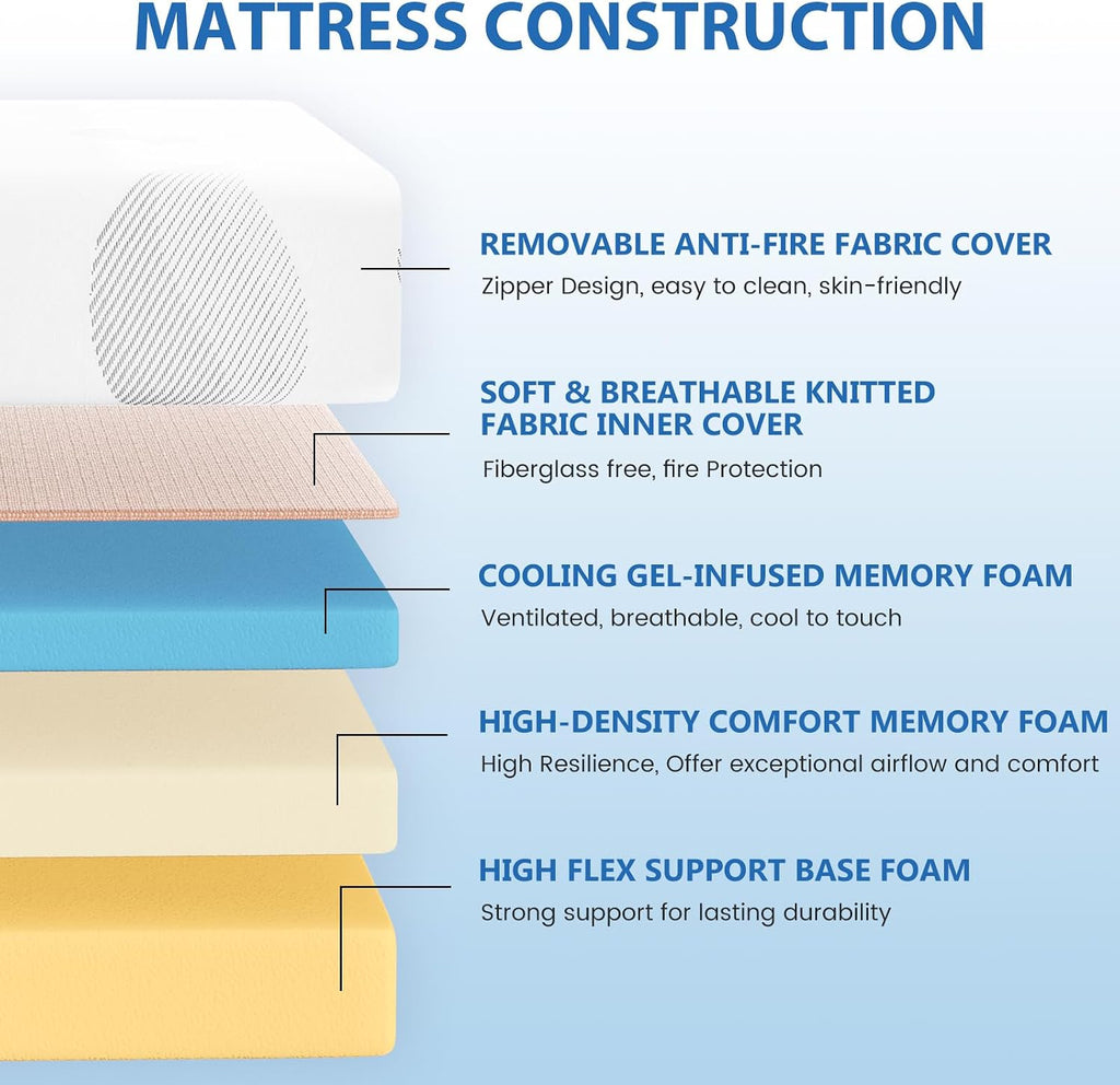 KOW Twin Mattress, 12 Inch Memory Foam Twin Size Mattress in a Box