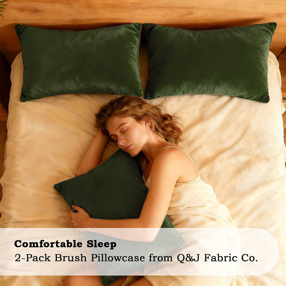 Set of 2 Brushed Microfiber Pillowcases 20x26 in Olive Green