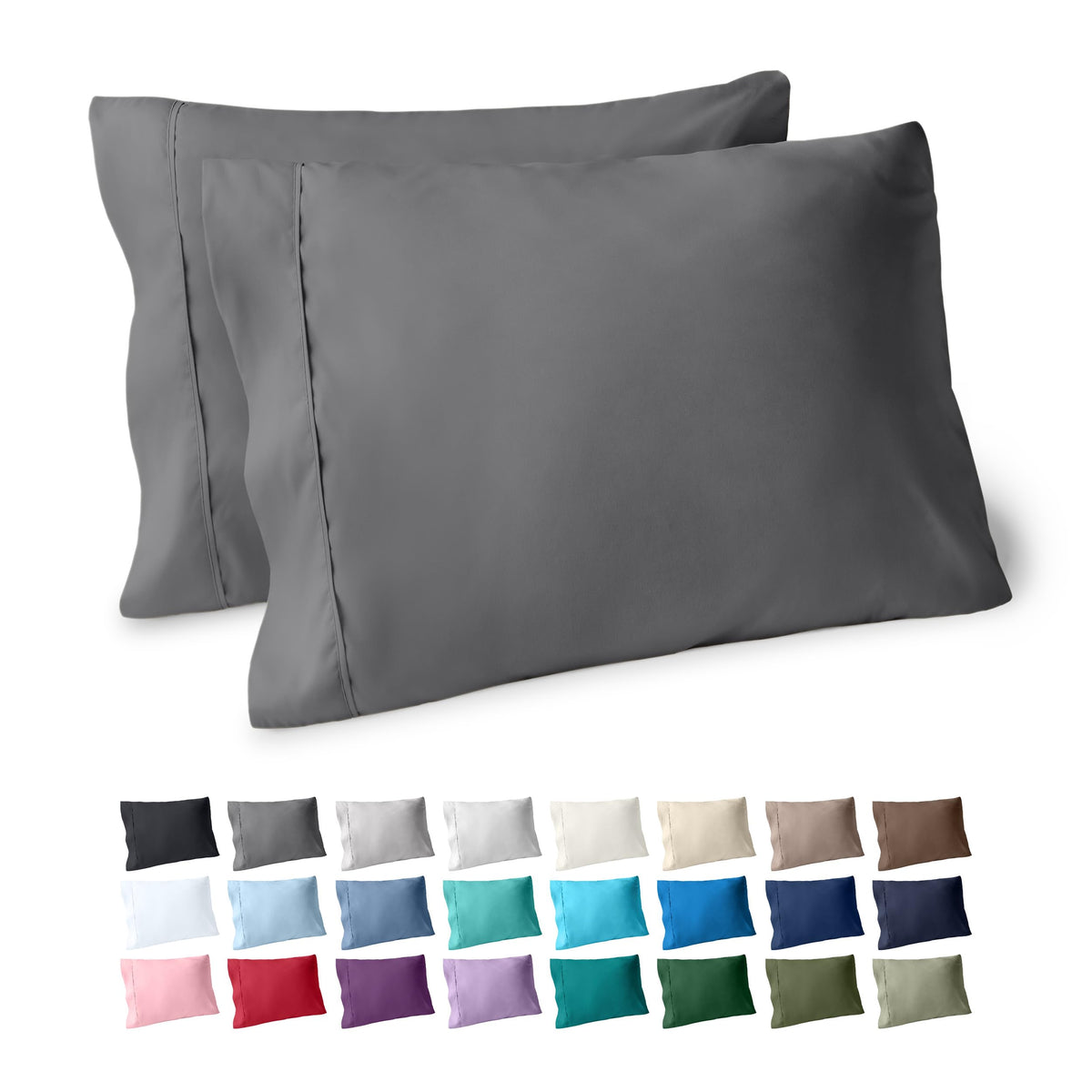 Bare Home Pillowcases Open End (Standard Set of 2, Grey)