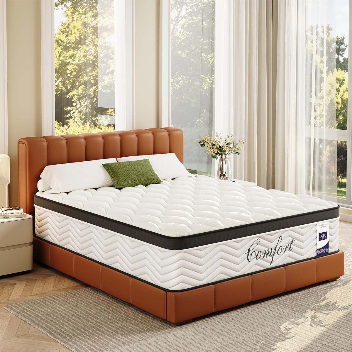 JEEKEA Queen Mattress 12 Inch Hybrid Mattress in a Box, Pressure Relief