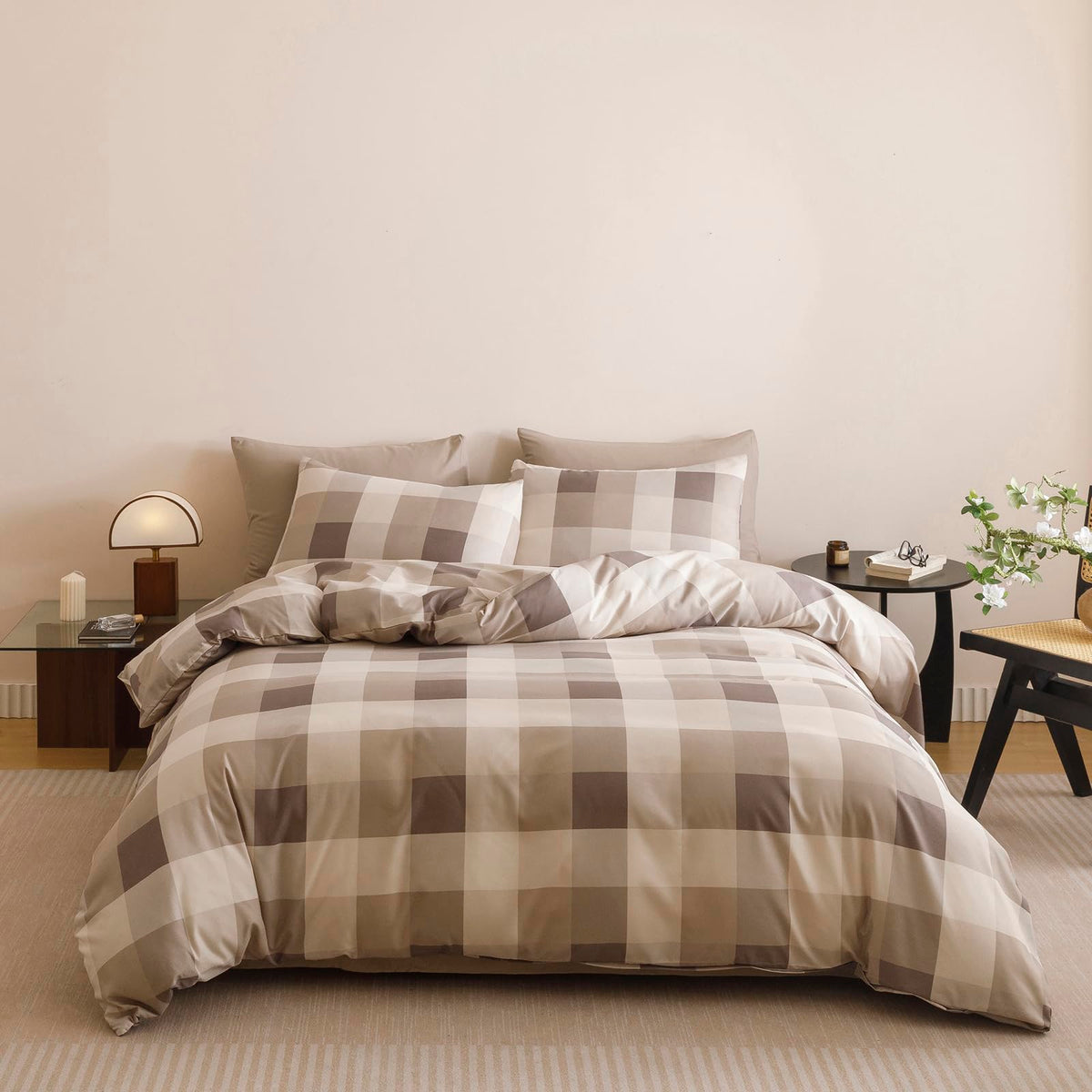 KAREVER Pumpkin Comforter Queen Pumpkin Color Bedding Set 3 Pieces Cinnamon Comforter Sets 1 Queen Comforter (90x90 inches) with 2 Pillowcases (20x26 inches)