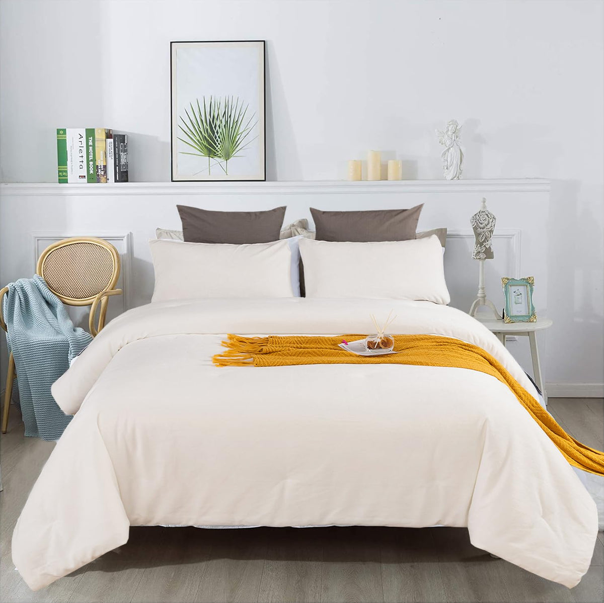 KAREVER Pumpkin Comforter Queen Pumpkin Color Bedding Set 3 Pieces Cinnamon Comforter Sets 1 Queen Comforter (90x90 inches) with 2 Pillowcases (20x26 inches)