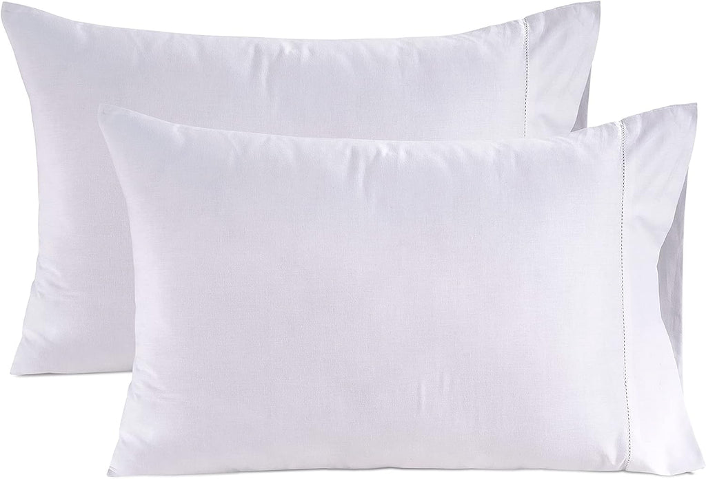 LANE LINEN 100% Organic Cotton Pillow Cases - Standard Size Set of 2 (20"x26") - Soft White Pillow Cases
