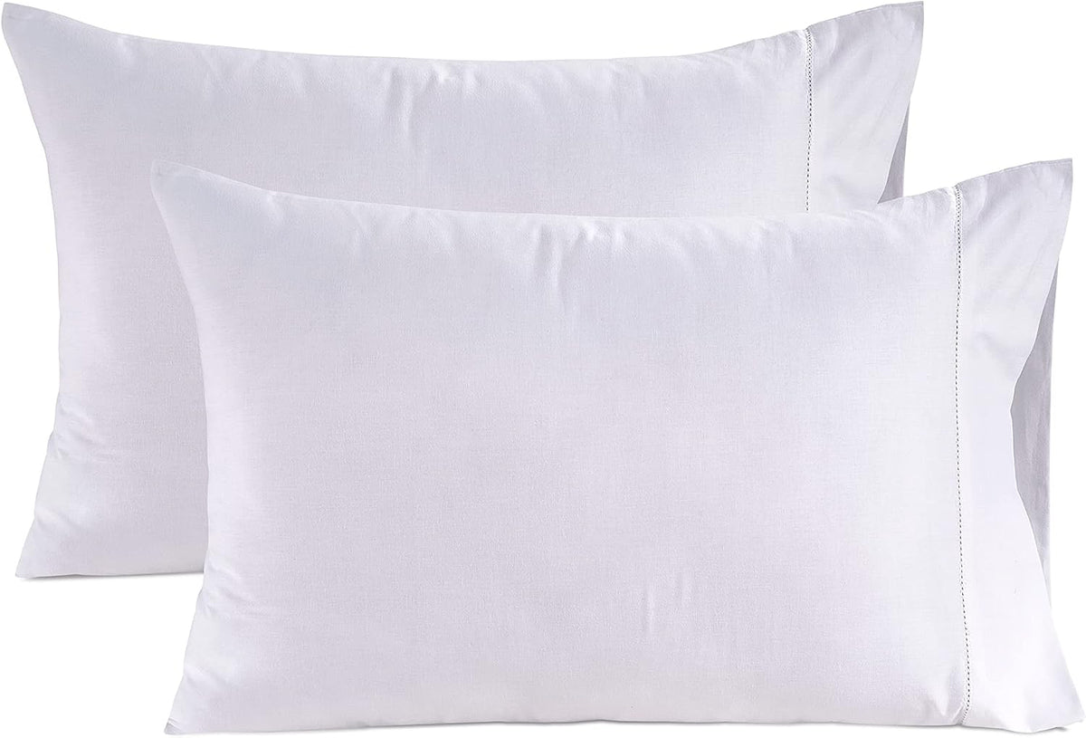 LANE LINEN 100% Organic Cotton Pillow Cases - Standard Size Set of 2 (20"x26") - Soft White Pillow Cases