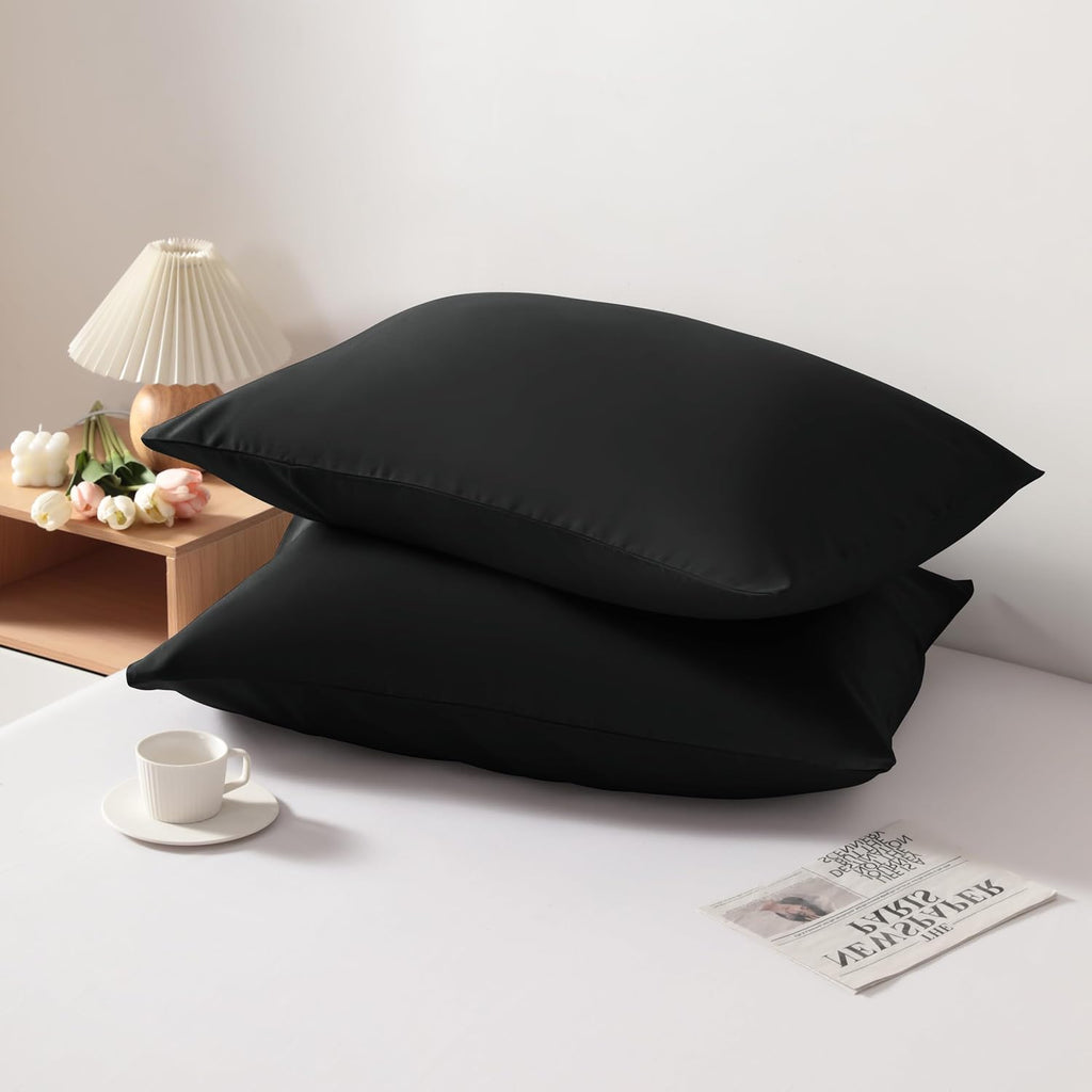 Microfiber King Pillowcases, 2 Pack, 20x36 Inch, Black