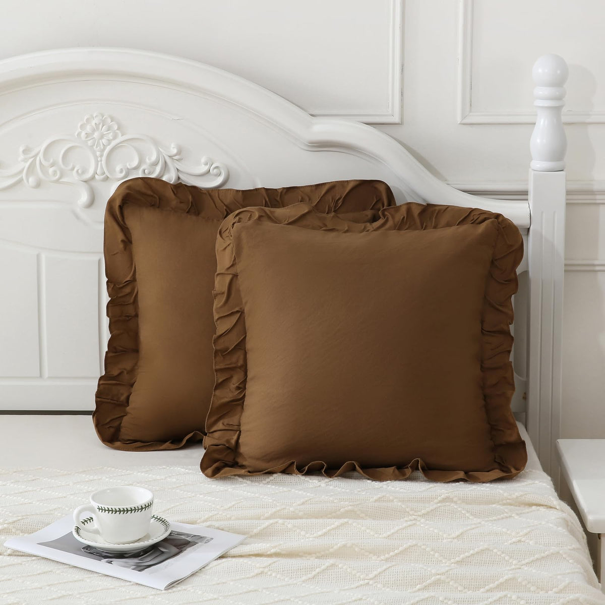 Boho White Body Pillowcase 20x54in - Ruffled Fringe Decor Sham
