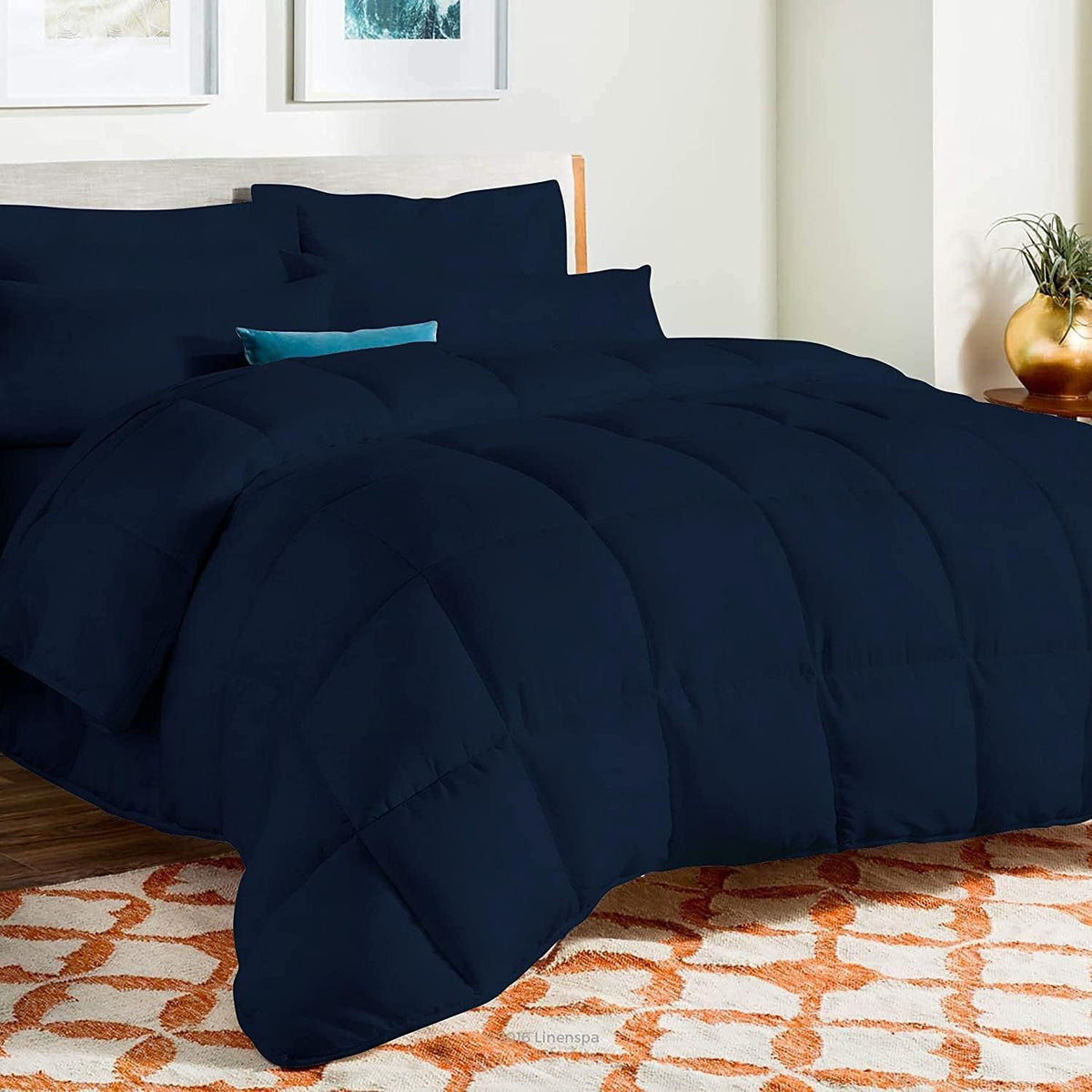 King Size 8 Piece Bed in a Bag - 500GSM Comforter Set with 18 inch Deep Fitted, Flat, Bed Skirt, Pillowcases & Shams, 600 Thread Count, Egyptian Cotton, Beige