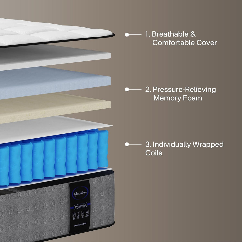 LETMOON Twin Mattress, 8 inch Twin Size Hybrid Mattress in a Box, Luxury Cooling Gel Memory Foam Mattress with Pocket Springs, Hotel-Grade Comfort, Twin Bed Mattress for Pressure Relief, Medium Frim