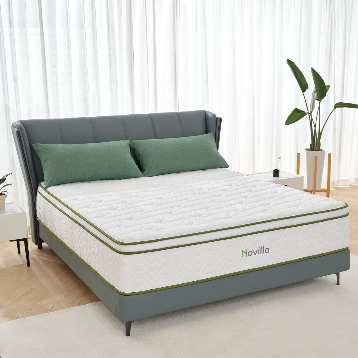 Novilla 14 Inch California King Mattress, Hypoallergenic & Back Pain Relief, Cal King Mattresses in a Box with Smarts Coils, Fiberglass Free CertiPUR-US Certified Colchones Cal No Box Spring Needed